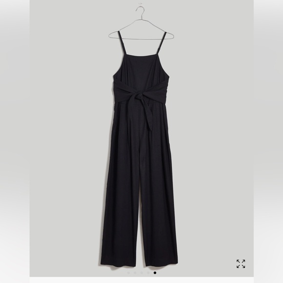 Madewell Tie-Waist Crop Wide-Leg Jumpsuit Blackberry 6 - Picture 4 of 16